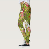Natuur roze bloemetjes met groene blaadjes achterg leggings (Links)