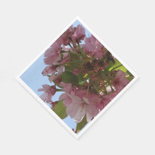 Natuur roze bloesems servet (Hoek)