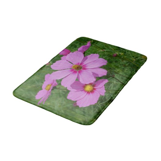 Natuur roze kosmos Flowers Badmat (Gekanteld)