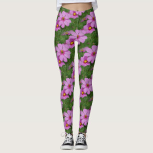 Natuur roze kosmos Flowers Patroon Leggings