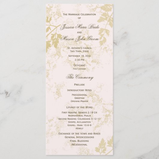 Natuur Roze Programmakaart (Voorkant)