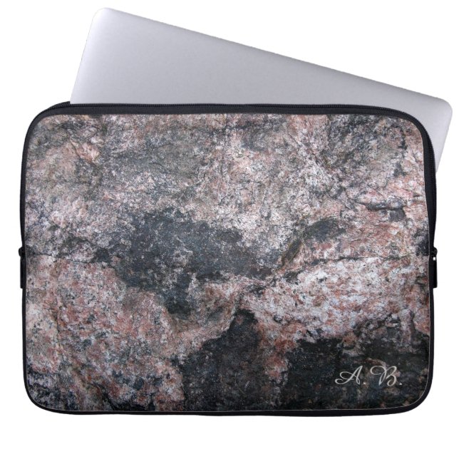 Natuur roze rottextuur met Initialen Laptop Sleeve (Voorkant)