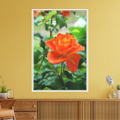 Natuur roze rozenbloem canvas afdruk (Insitu (Woonkamer))