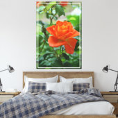 Natuur roze rozenbloem canvas afdruk (Insitu (Slaapkamer))