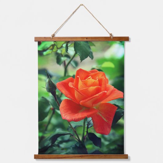 Natuur roze rozenbloem hangend wandkleed (Voorkant)