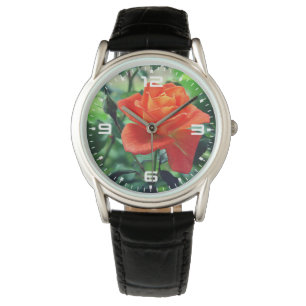 Natuur roze rozenbloem horloge