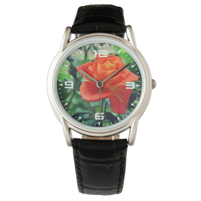 Natuur roze rozenbloem horloge (Voorkant)