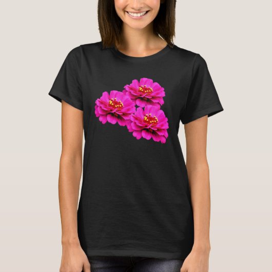 Natuur Roze Zinnia Flowers T-shirt (Voorkant)
