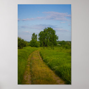 Natuur Rural Village Field Road Landschap Belarus Poster