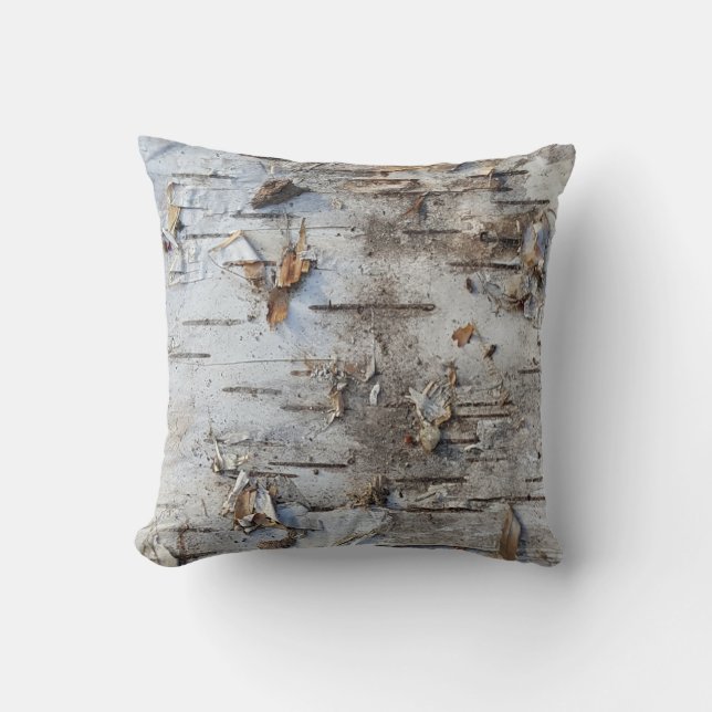 Natuur Rustic Country Dry Birch Bark Foto Kussen (Voorkant)