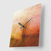 Natuur Rustic Worn Weathered Vierkante Klok (Hoek)