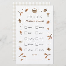 Natuur Scavenger Hunt kinderen Birthday Checklist