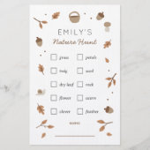 Natuur Scavenger Hunt kinderen Birthday Checklist Briefpapier (Voorkant)