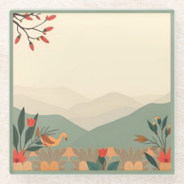 Natuur Scene Groene Grens Glas Onderzetter