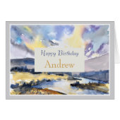 Natuur Scene Happy Birthday personaliseer de Kaart (Voorkant Horizontaal)