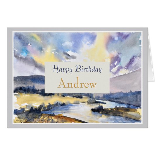 Natuur Scene Happy Birthday personaliseer de Kaart (Voorkant Horizontaal)