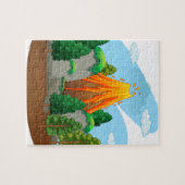 Natuur scène met vulkaanuitbarsting legpuzzel (Horizontaal)