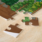 Natuur scène met vulkaanuitbarsting legpuzzel (Zijkant)