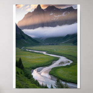 Natuur scène poster wandkunst   Bergbos 