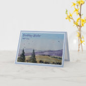 Natuur Scene Waterverf Birthday Greetings Kaart (Gele Bloem)