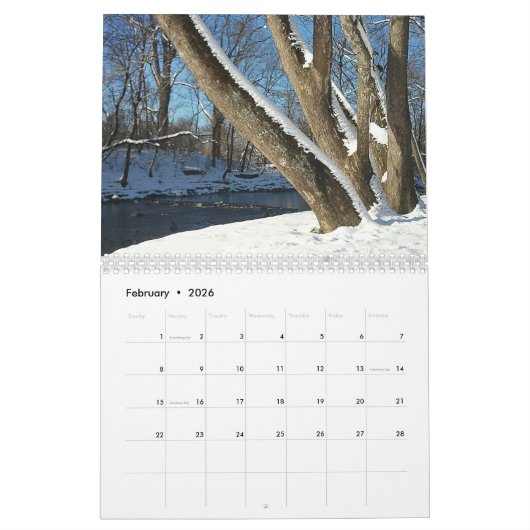 Natuur Scenes Midwest Garden Landscape Maandelijks Kalender (Feb 2026)