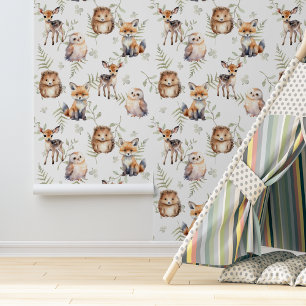 natuur schattige baby dieren bos waterverf behang