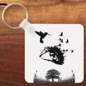 Natuur silhouetscène | Elegante donkere achtergron Sleutelhanger (Voorkant)