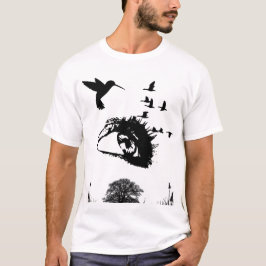 Natuur silhouetscène | Elegante donkere achtergron T-shirt