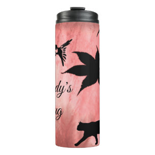 Natuur Silhouettes op roze marmer *Personaliseer* Thermosbeker