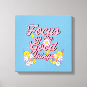 Natuur Soul Slogan Focus op de goede dingen Canvas Afdruk