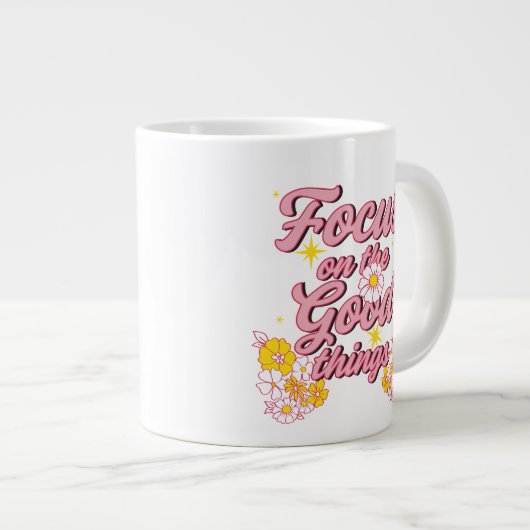 Natuur Soul Slogan | Focus op de goede dingen Grote Koffiekop (Voorkant rechts)