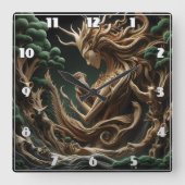 Natuur Spirit omarmt wilde dieren in het bos Vierkante Klok (Voorkant)