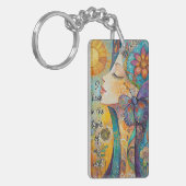 Natuur Spirit Woman Acryl Sleutelhanger (Voorkant Links)