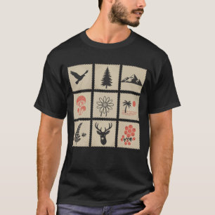 Natuur stempel collage t-shirt