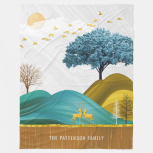 Natuur Stijlvolle familienaam Berg Deer Landscape Fleece Deken