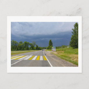Natuur Stormy Landscape Scenery Road Belarus Briefkaart