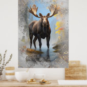 *~* Natuur Stream AP49 MOOSE Artsy Forest Glitter Poster (Keuken)