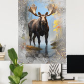 *~* Natuur Stream AP49 MOOSE Artsy Forest Glitter Poster (Thuiskantoor)