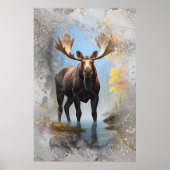 *~* Natuur Stream AP49 MOOSE Artsy Forest Glitter Poster (Voorkant)