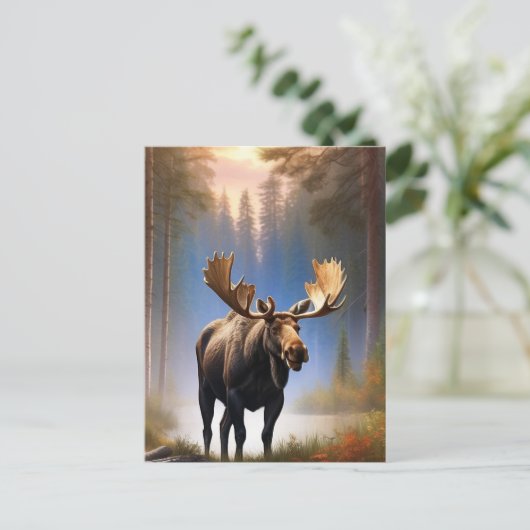 *~* Natuur STREAM AP49 MOOSE Forest Briefkaart (Staand voorkant)