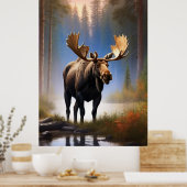 *~* Natuur STREAM AP49 MOOSE Forest Poster (Keuken)