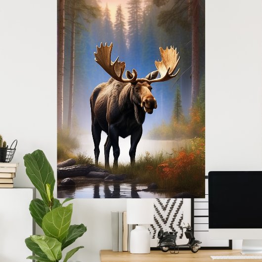 *~* Natuur STREAM AP49 MOOSE Forest Poster (Thuiskantoor)