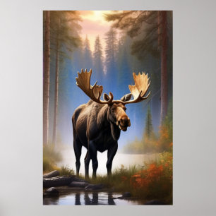 *~* Natuur STREAM AP49 MOOSE Forest Poster