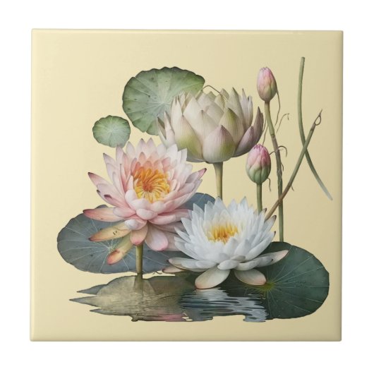 Natuur Style Water Lily Ceramic Tegel Tegeltje (Voorkant)
