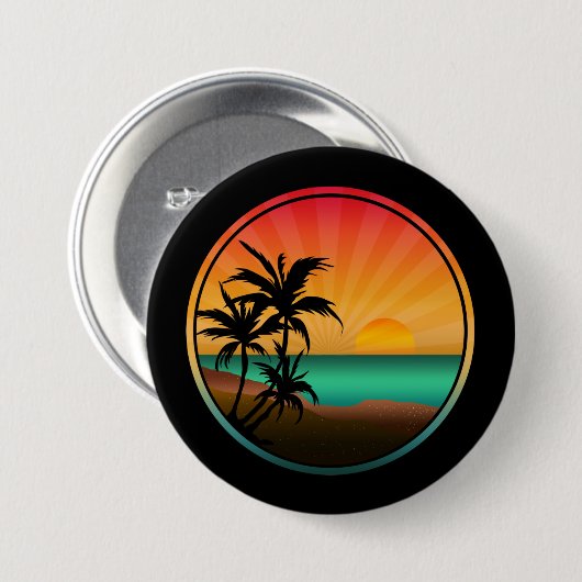 NATUUR SUMMER BEACH RONDE BUTTON 7,6 CM (Voorkant /achterkant)