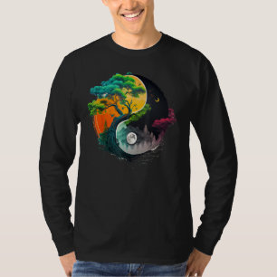 Natuur Taoisme Yin Yang Symbool op Zen Taijitu Yin T-shirt