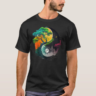 Natuur Taoisme Yin Yang Symbool op Zen Taijitu Yin T-shirt