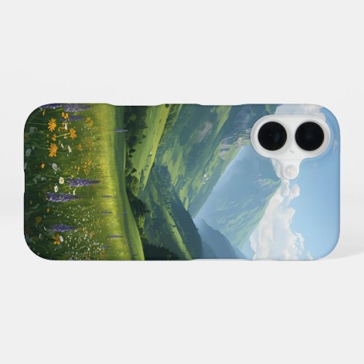 Natuur Telefoon Hoesje – Wildflower Valley Art iPhone 16 Hoesje (Achterkant horizontaal)