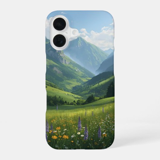 Natuur Telefoon Hoesje – Wildflower Valley Art iPhone 16 Hoesje (Achterkant)