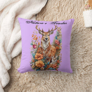 Natuur Tender: Whimsical Sinaasappel Deer and Fawn Kussen